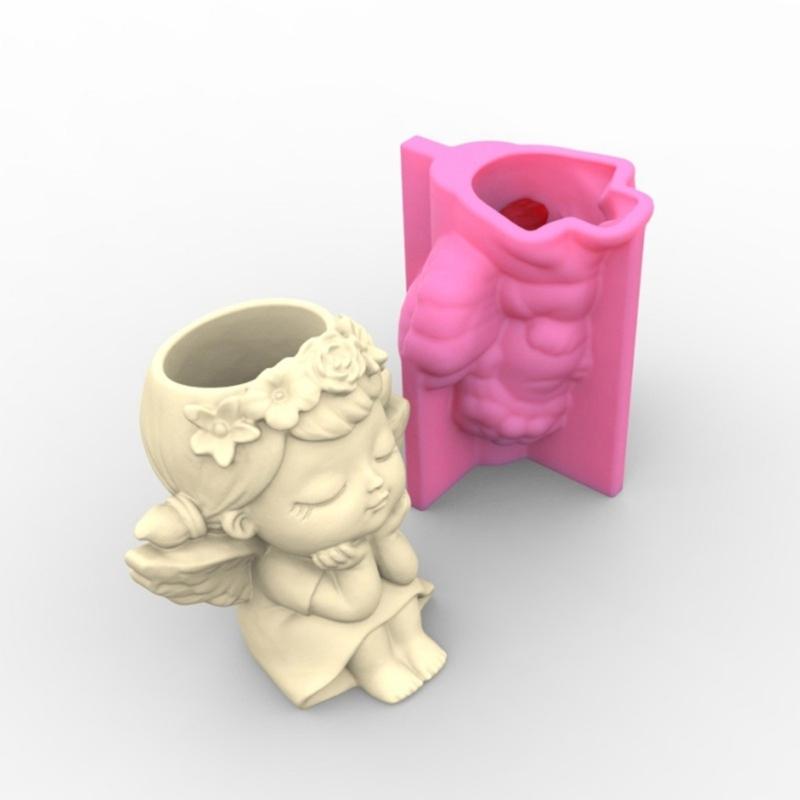 Силиконовая форма для цветочного горшка, бетонная цементная форма для горшка для растений, форма для цветочного горшка, форма для эпоксидной смолы, держатель для кистей для макияжа, форма-органайзер