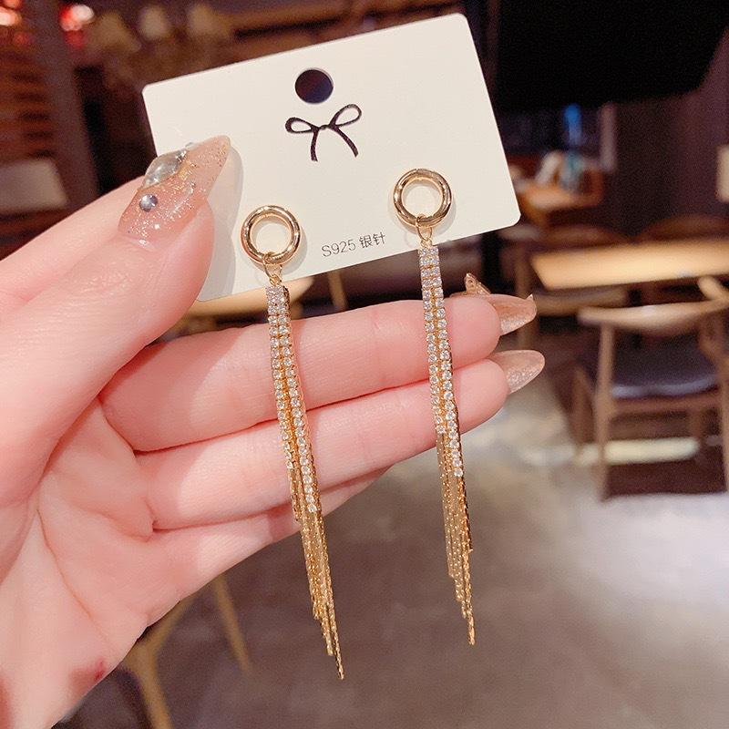 Vintage Glossy Arc Bar Long Tassel Drop Earrings for Women Gold Color Geometric Jewelry Luxury Hanging Pendientes