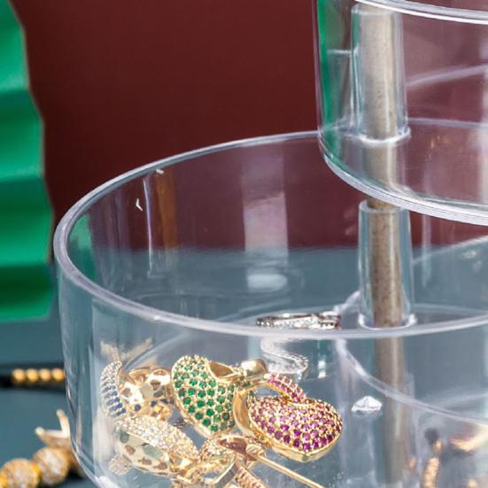 Вращающаяся шкатулка для драгоценностей, прочная, с полным охватом, удобная, полезная коробка для хранения для гостиной