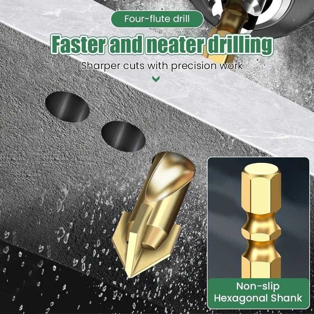 High Hardness Cross Hex Tile Drill Bits Precision Drilling Eccentric Drill  Metal Marble