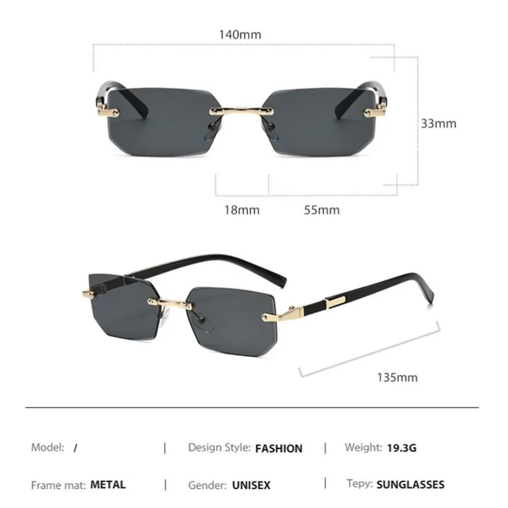 Rimless Cut Edge Rectangle Sun Glasses Glasses Unisex Frameless Eyewear Designer Style Style Trendy Classic Rectangular Shade Y2k Sun Eyeglasses