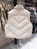 Жилет женский пуховый 2024 осень-зима новый свободный и тонкий белый утиный пух трикотажный жилет с воротником-стойкой куртка