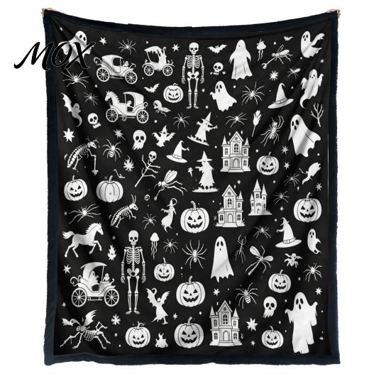 Washable Velvet Throw Blanket Halloween DIY Coloring Blanket, with Ghost Patterns, Color Your Unique Birthday Gifts for Artists Own Cozy Adults