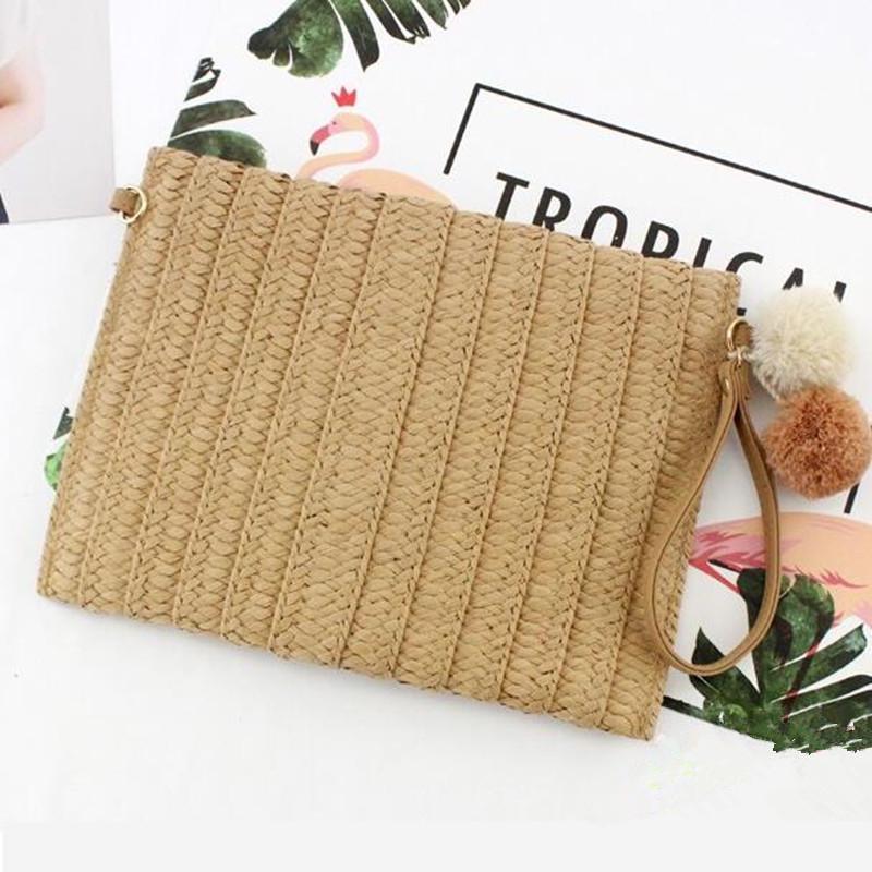 Летняя пляжная соломенная подвеска с шариком, женские дорожные сумки через плечо через плечо