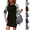Women's Loose Comfortable Casual Fashionable Contrasting Color Round Neck Long Sleeved Sweatshirt Dress