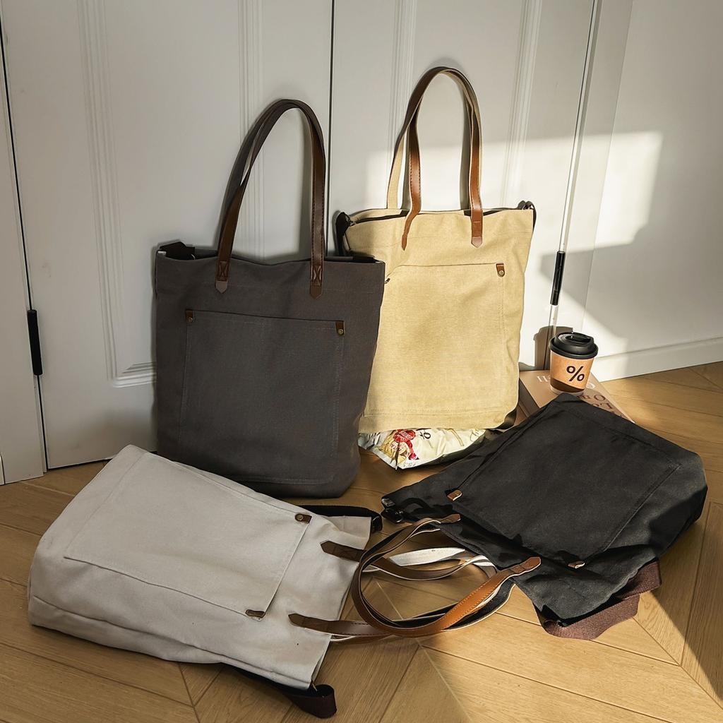 Холщовая сумка женская на плечо через плечо большая вместимость ленивый ветер хозяйственная сумка простая и универсальная