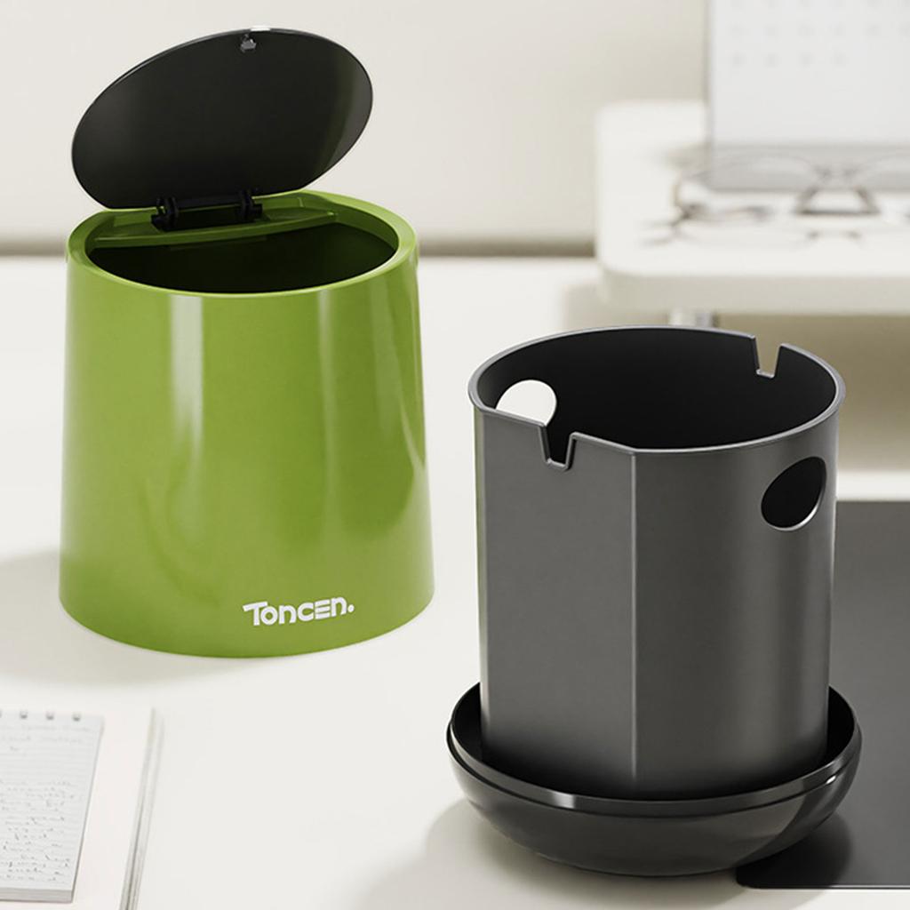 Modern Press Lid Trash Can for Office Tabletop Car Trash Can Bedroom Compact Desktop Small Garbage Bin for Home Use