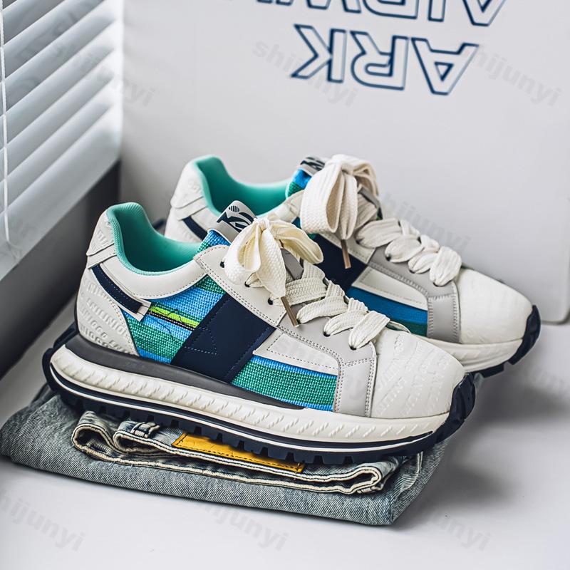 Мода Мода Мужская обувь 2025 Весна Ткань Дышащая Повседневная Спортивная обувь Универсальная Толстая подошва Увеличение роста Массивные кроссовки