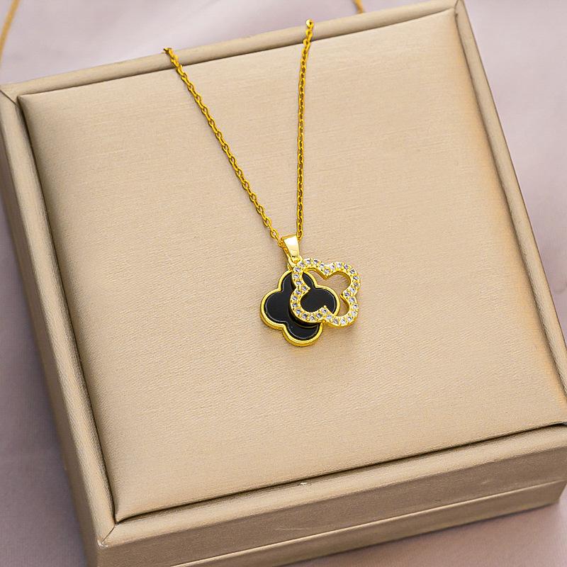 Модное ожерелье из титановой стали в виде четырехлистного клевера, простая и универсальная цепочка для ключицы