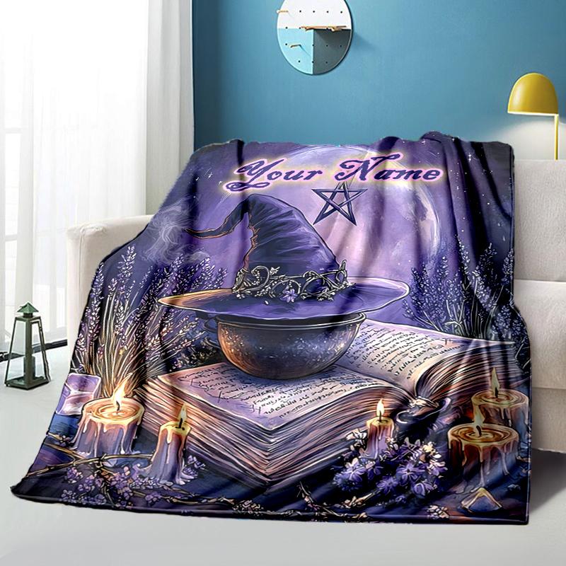1PC Custom Name Witchcraft Spell Book blanket versatile,all-season throw suitable for the living room,bedroom,camping,travel,and gift