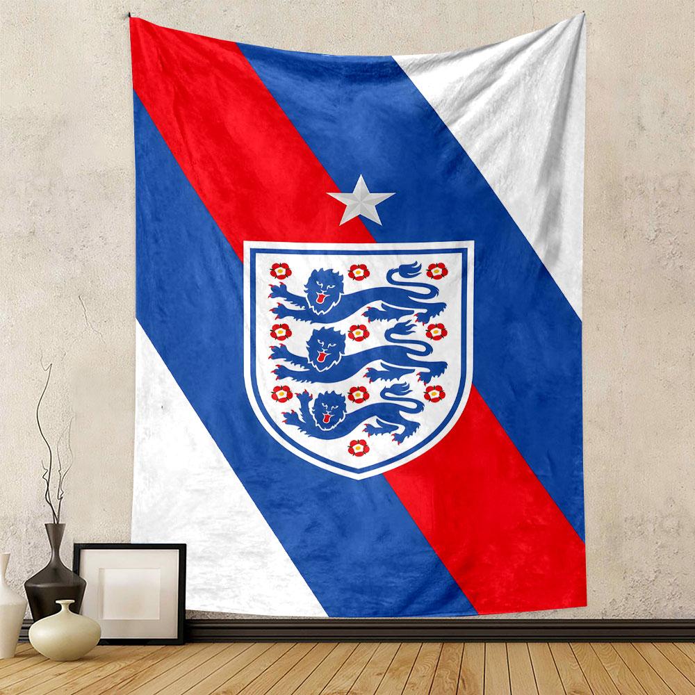 England Football Team Lions Emblem Patterned Tapestry Decorative Wall Hanging, Home Bedroom Living Room Decor