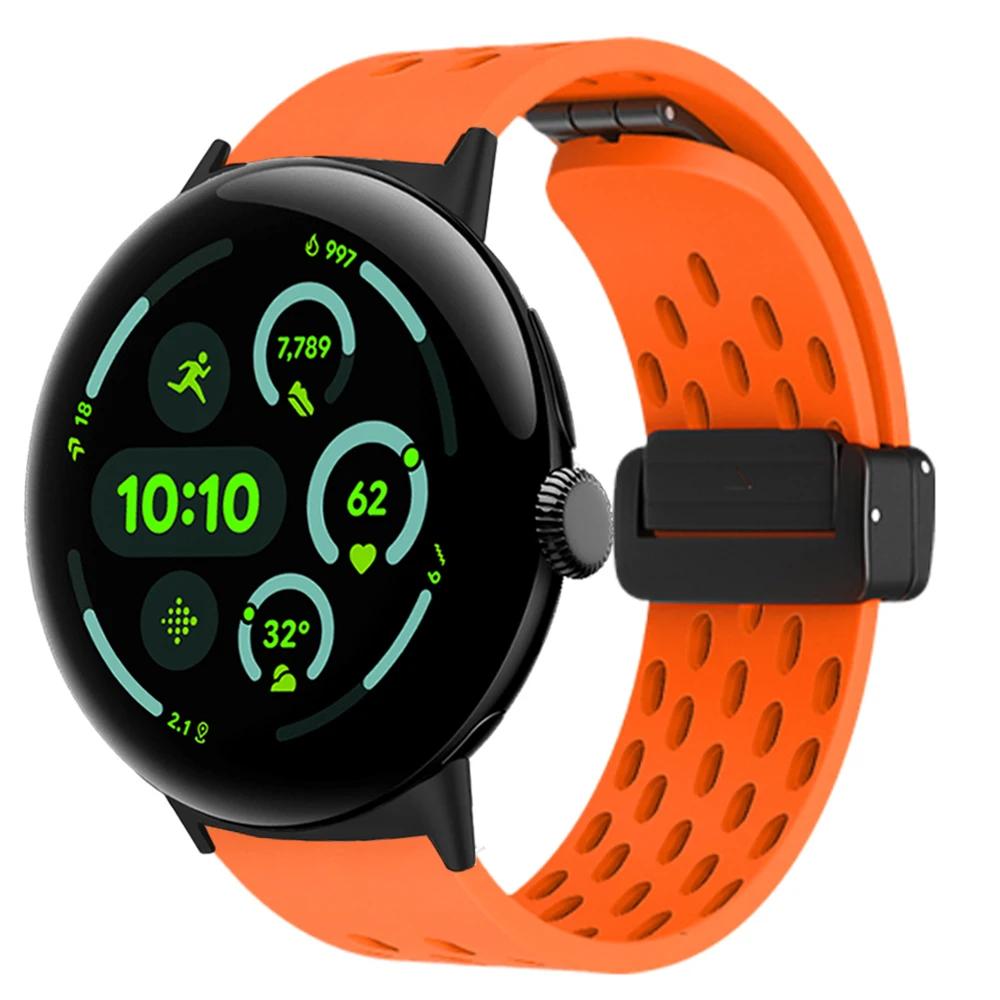 Дышащий силиконовый ремешок для Google Pixel Watch 3 45 мм Магнитный браслет для Pixel Watch 3 41 мм Заменяемые аксессуары для браслета