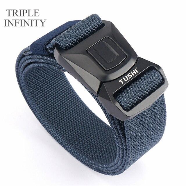 Новый мужской ремень для брюк, цинковый сплав, сменная пряжка, защитные мужские ремни для работы на открытом воздухе, быстросохнущий прочный нейлоновый повседневный вязаный ремень