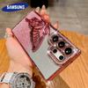 Чехол-подставка с блестками и стразами в виде бабочки для Samsung S25 Edge S24 S23 Ultra S22 Plus A73 A54 A35 A16 Ударопрочный