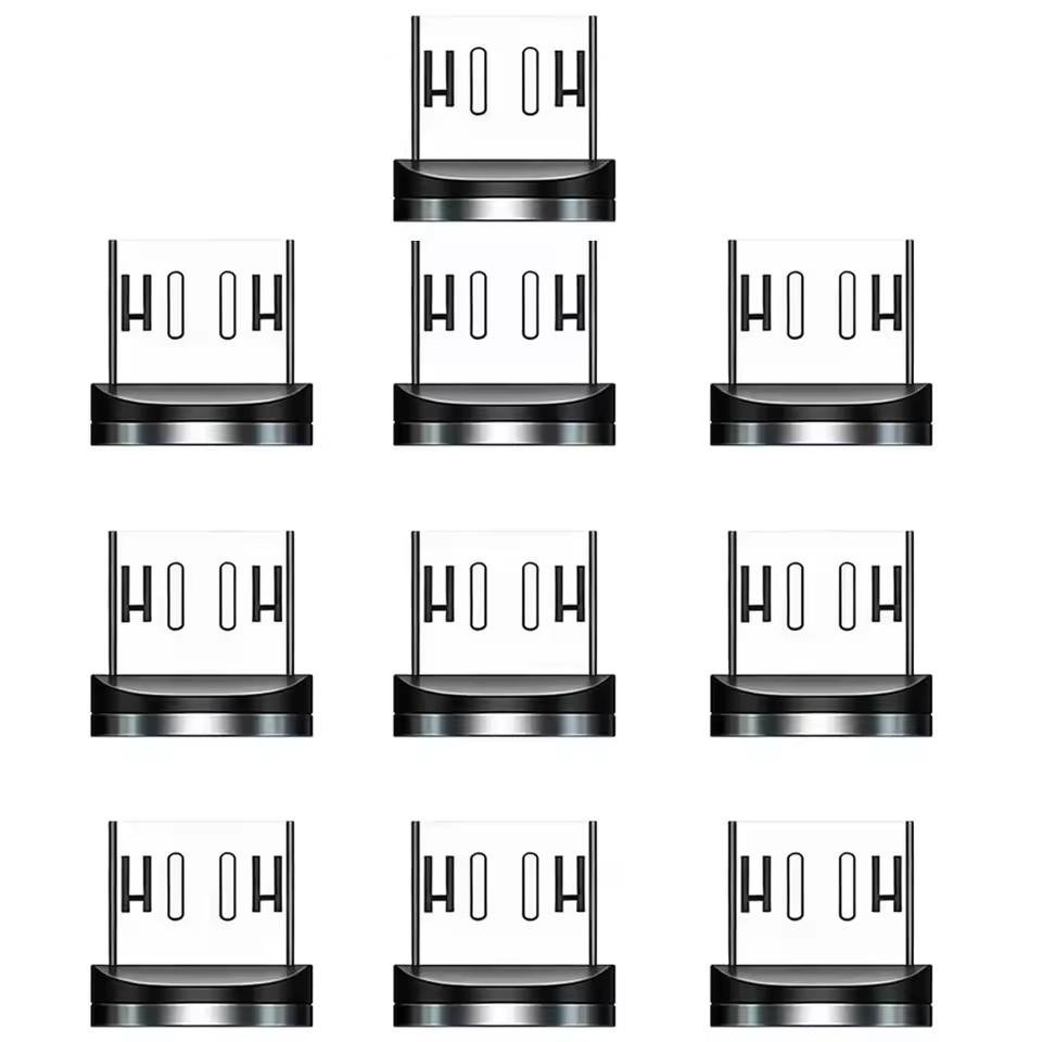 1-10 шт. Магнитные зарядные наконечники Type-C/Micro USB, 1-контактные разъемы, головки без зарядных кабелей для Xiaomi POCO Samsung Huawei