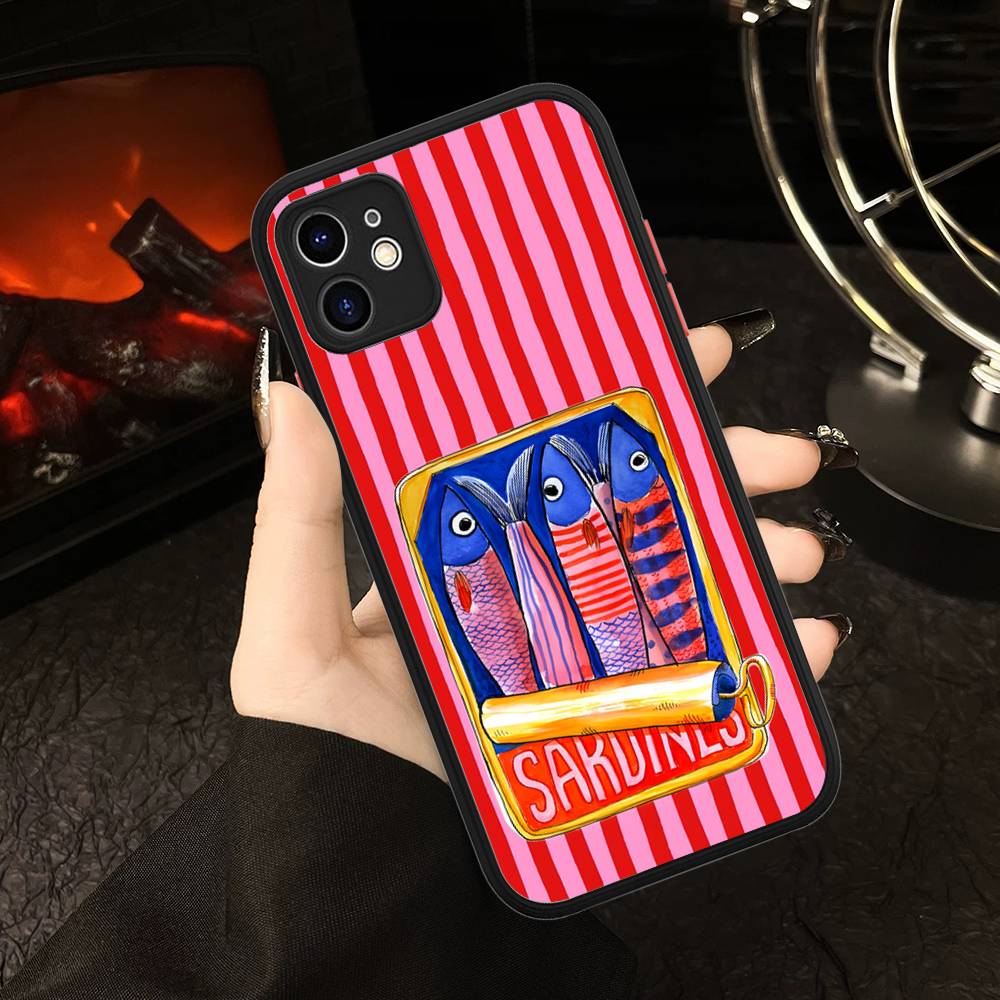 Чехол для телефона 'Сардины' матовый прозрачный для IPhone Case 16 15 14 13 12 11 Pro Max X XS Max Plus
