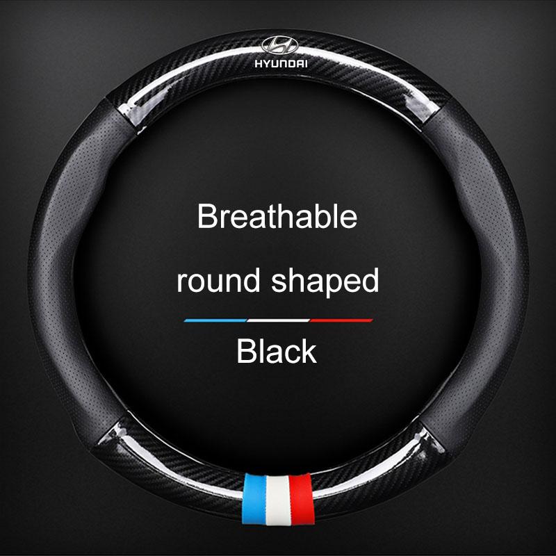 Car Steering Wheel Cover Breathable Anti Slip Leather Steering Cover For Hyundai Accent AMICA Aslan Azera DYNASTY Elantra Equus Galloper