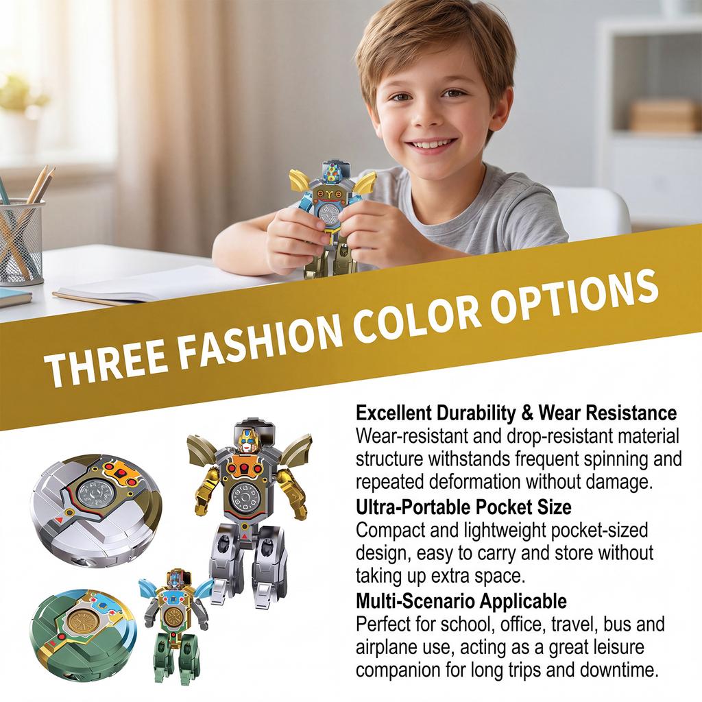 Transformable Robot Fidget Spinner Toy, 2 in 1 Deformation Finger Spinner, Portable Pocket Size Stress Relief Fidget Toy, Gift for Boys Girls Kids