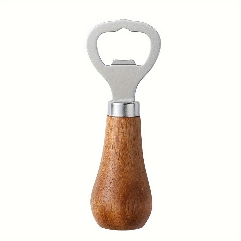 1pc Original Wood Color Sandwood Beer Opener Home Solid Wood Handle Rose Gold Creative Vertical Bottle Opener 6