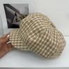 Осень и Зима Повседневный Универсальный Клетчатый Берет в Шахматную Клетку Корейский Ветрозащитный Маленькая Восьмиугольная Шляпа Британская Ретро Шляпа Художника