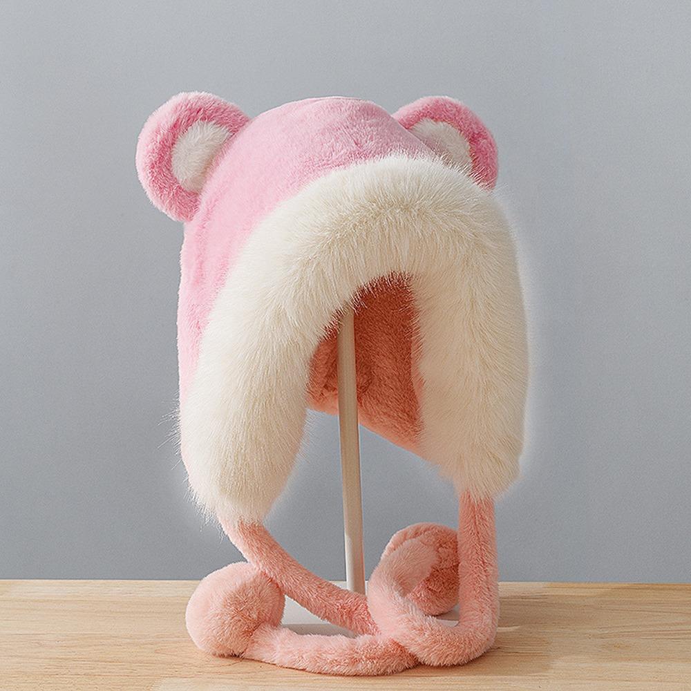 Ear Protection Winter Hat Pompom Fluffy Skull Cap Stylish Knit Beanies Hats for Women