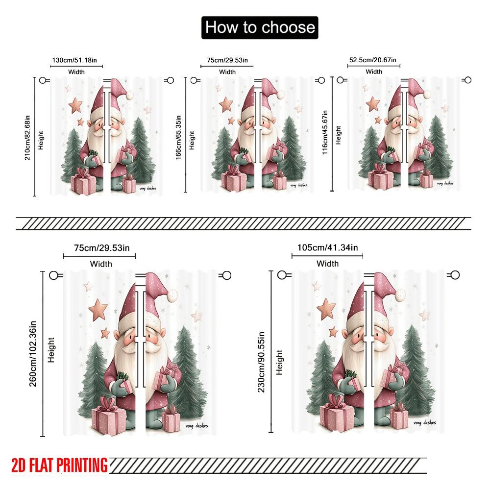 2 шт., 2D печать Популярные шторы Милый Рождественский Гном Подарок Универсальный Полиэстер (без стержня) Уличные украшения