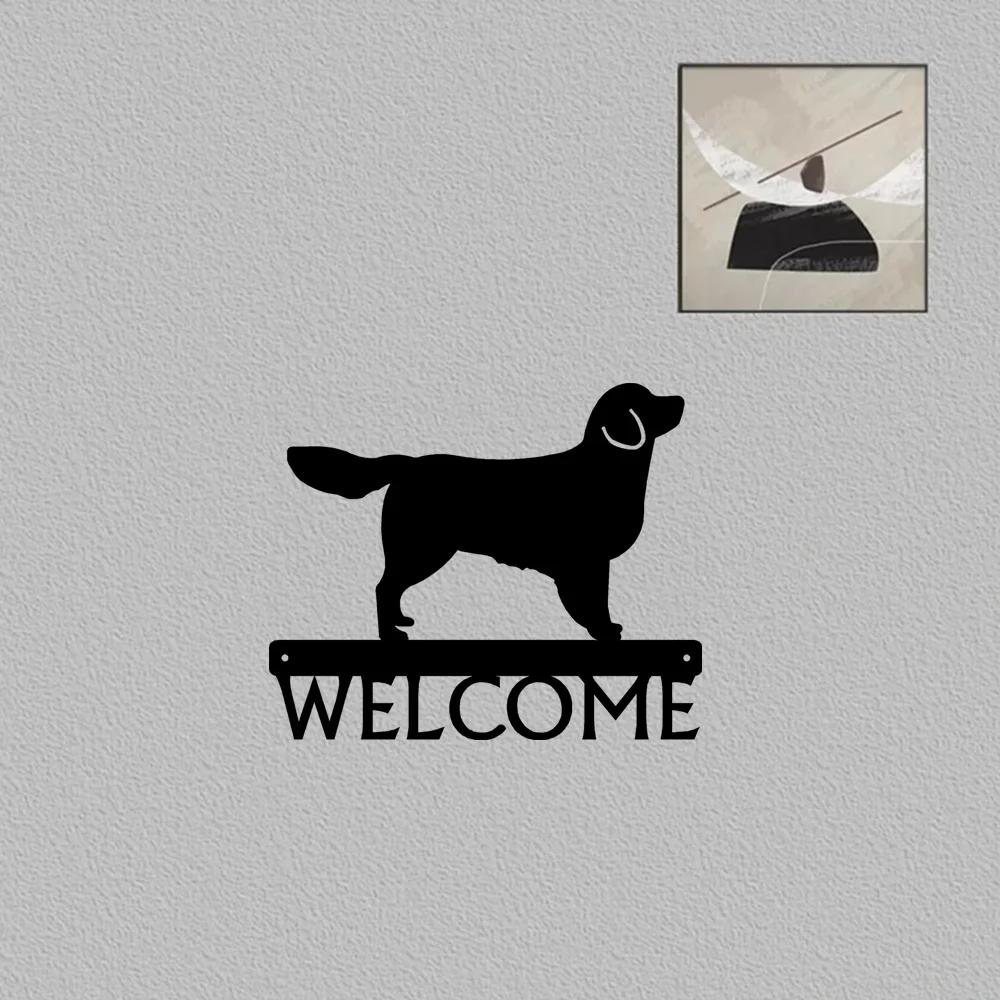 1pc Room Decor Vintage Home Decor Promotion Golden Retriever Dog Welcome Sign Home Decoration Accessories On The Wall
