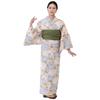 Kyoto Kimono Yuzen Women's Yukata (Single Item) from Nihonbashi/Haibara, Made In Japan, High-Quality Cotton Kimono, Small Chrysanthemum (Coral Green)