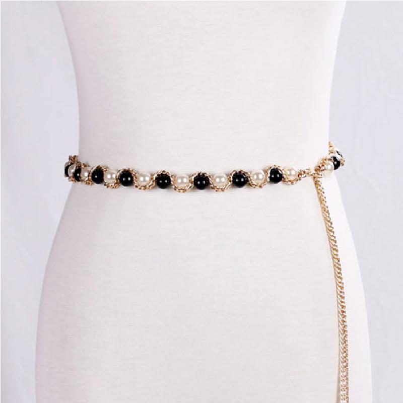 Имитация жемчуга и бусины на талии, пояс-цепочка, женский пояс, аксессуары для платья