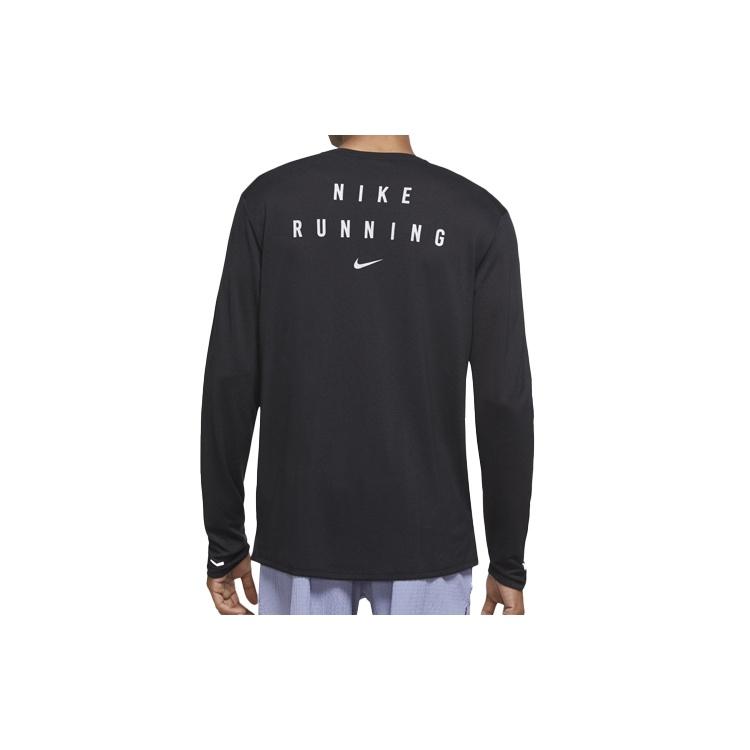 Nike Miler Run Отражающие Быстросохнущие Беговые Топы с Длинным Рукавом Черные Мужские CU7879-010