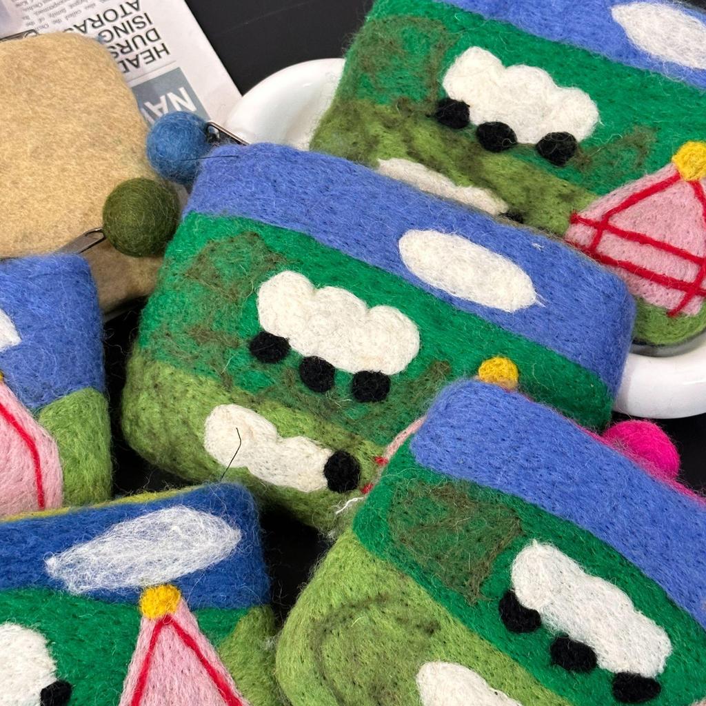 Handmade Wool Felt Earphone & Sanitary Napkin Pouch