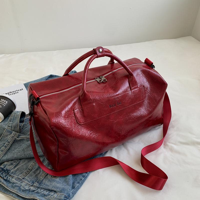 Unisex PU Leather Fitness Duffle Bag for Business, Yoga, or Swim - Large Capacity, Handheld/Shoulder Style