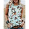 New Western Cowboy Retro Tank Tops Horse 3D Print Summer Women O-Neck Vest Off Shoulder Y2k Sleeveless Camisole Woman Clothing