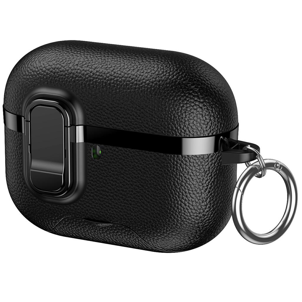Чехол для AirPods Pro 3 Складная подставка Электроокрашенный Текстура личи ТПУ ПК Чехол для наушников с переключателем / Карабином