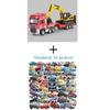 1:48 Flatbed Trailer Excavator Model Toy Car Sound Light Movable Joint Inertial Sliding Engineering Vehicles Boys Hobby Turcks