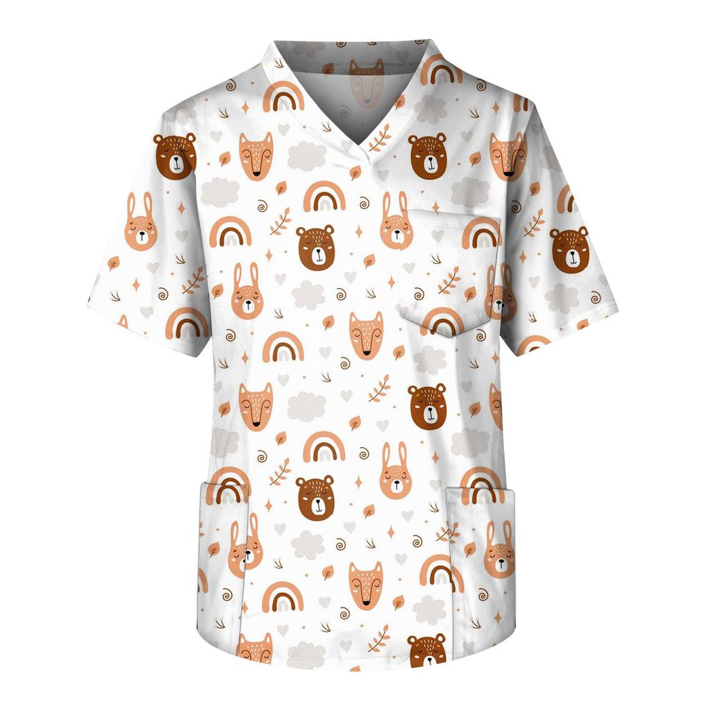 Рабочая форма больших размеров с принтом, топы для мужчин, забавные футболки с перекрестным v-образным вырезом и короткими рукавами, рабочая одежда, футболка с карманами