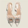 2024 Spring and Autumn Fashion New Sexy Banquet Comfortable Crystal Transparent Solid Color Pointed Toe Women's High Heels