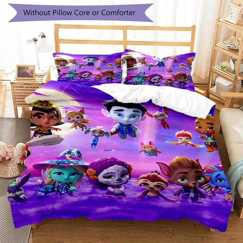 3pcs Super Monsters Bedding Set Duvet Cover Closure Includes 1 Duvet Cover & 2 Pillowcases, Soft and Comfortable for All Seasons.
