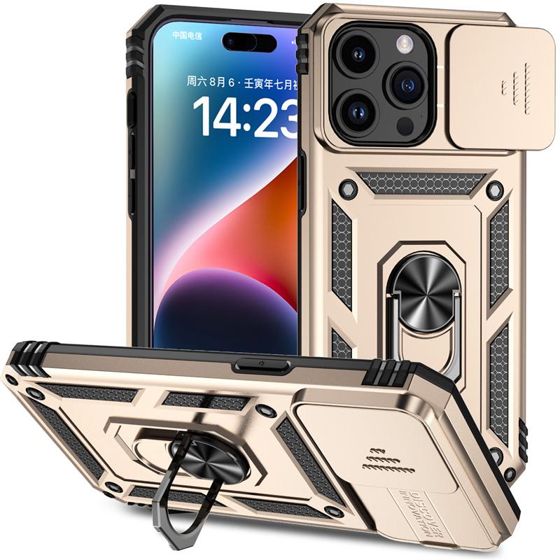 Для iPhone 11 12 13 14 15 Pro Max чехол Slide Camera Armor Phone Cases для iPhone 15 Plus X XS XR 13 14 Pro Stand Ring Back Cover