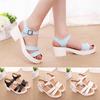 Women Shoes Egoddess Outdoor Buckle Slope Shoes Round Toe Platform High Heels Wedges Sandals