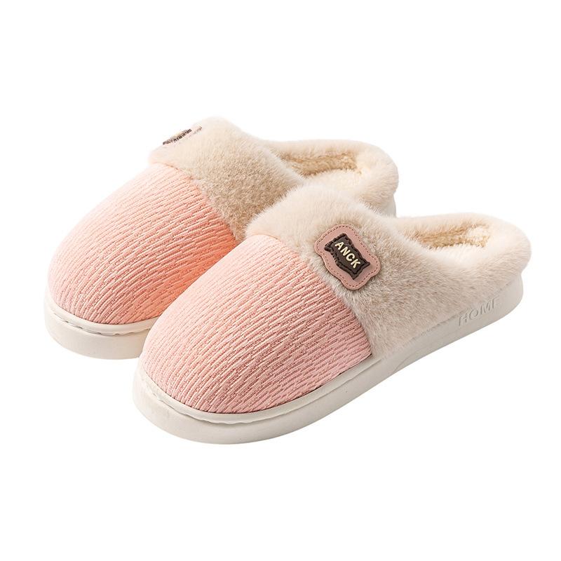 Cotton Slippers Autumn and Winter Indoor Home Thick Bottom Velvet Warm Couple Hair Slippers