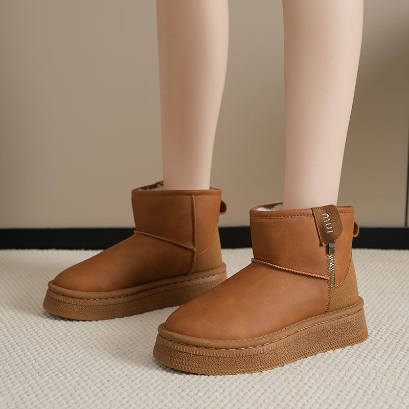 Модные женские ботинки 2024 Новые зимние туфли на платформе для женщин Короткие плюшевые теплые зимние ботинки Женские удобные модные ботильоны на плоской подошве