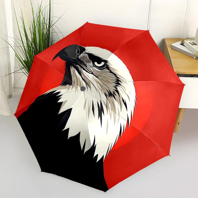 1pc Eagle Emblem Automatic Open/Close Umbrella, Portable Folding Umbrella, Compact Travel Umbrella for114