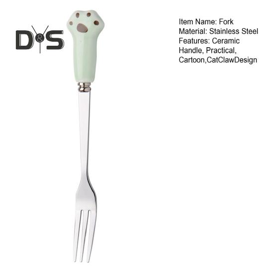 Вилка для торта, вилка в виде мультяшного кота, новинка, гладкие края, керамическая ручка, вилка для фруктов, десертов, лапши
