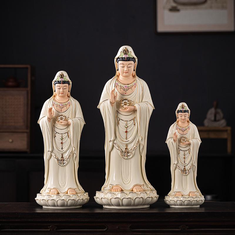 12in Guanyin Bodhisattva Buddha Statues Ceramic Statues Avalokitesvara Buddha God HOME Shrine Altar FENG SHUI Statue Home Decor