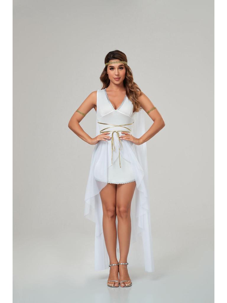 Элегантное европейское и американское костюмное платье с V-образным вырезом богини в римско-греческом стиле на Хэллоуин