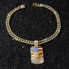 Iced Out American Flag Eagle Charm Pendant Necklace Crystal Cuban Chain Ideal Gift for Culture Lovers