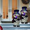 Christmas Stake Light Decoration Lighted 2D Santa Claus Snowman Yard Sign Outdoor Metal Ground Stake for Christmas Garden Lawn Decor