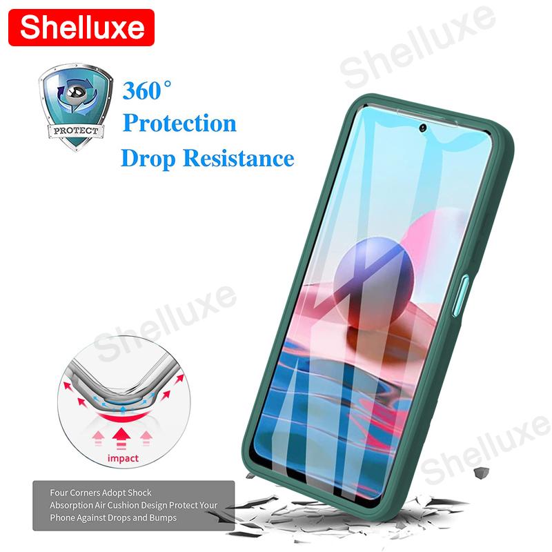 Прозрачный чехол Shelluxe 360 на весь корпус (передняя+задняя часть) для Xiaomi Redmi Note 10S 10T 10 Pro Max Note10 Note10S Силиконовая двухсторонняя крышка