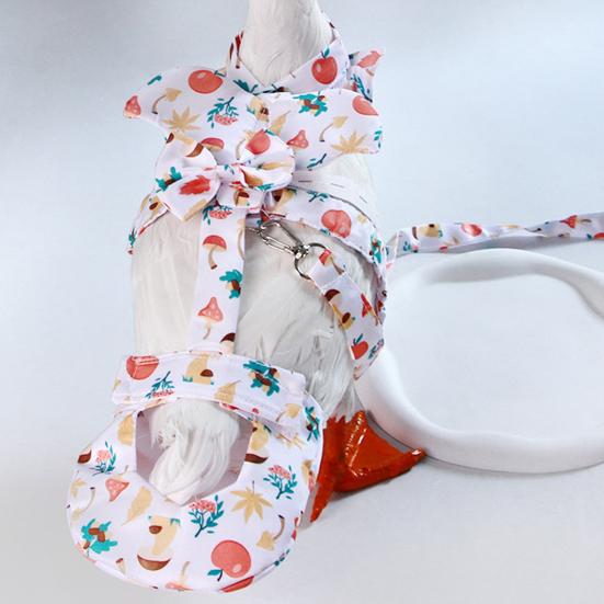 Подгузник для утки с поводком, принт «Грибы и листья», регулируемый подгузник для домашней птицы, фермерского питомца, с бантом для гуся, курицы, утки